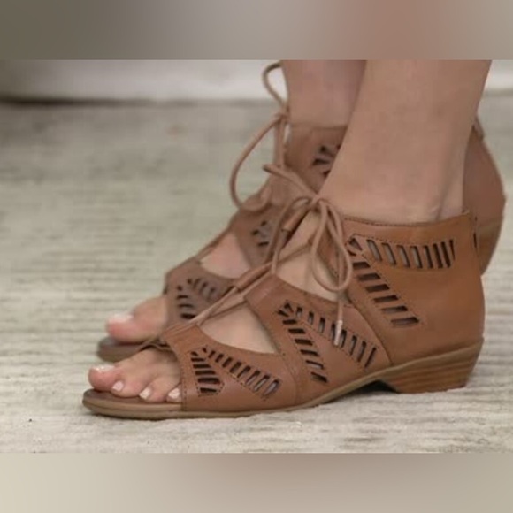 Brown Lace-Up Gladiator Sandals - Picture 1 of 11